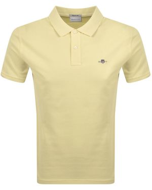 GANT Shield Pique Polo T Shirt - Yellow