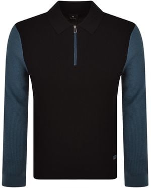 Paul Smith Wool Blend Knit Polo - Black