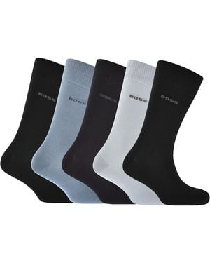 BOSS BUSINESS Boss 5 Pack Logo Crew Socks - Black