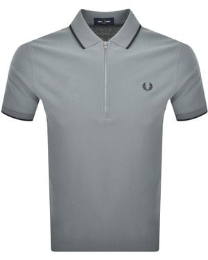 Fred Perry Zip Neck Crepe Polo Stockport - Grey