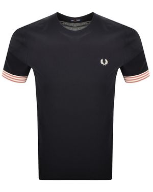 Fred Perry Striped Cuff T Shirt - Black