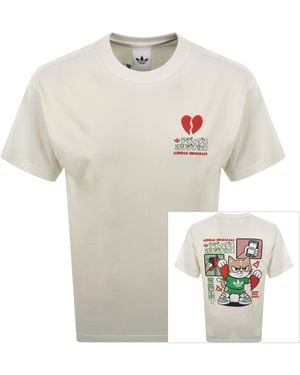 adidas Originals V-Day Cat Graphic T Shirt - White