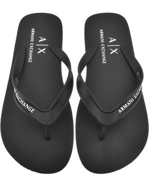 ARMANI EXCHANGE Logo Flip Flops - Black