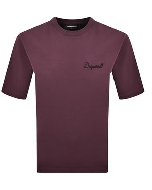 DSquared² Signature Loose Fit T Shirt - Purple