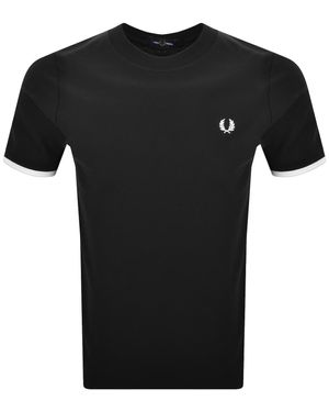 Fred Perry Tipped Cuff Pique T Shirt - Black