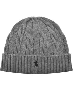 Ralph Lauren Cable Knit Beanie Hat - Gray