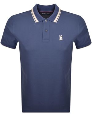 Psycho Bunny Textured Collar Polo T Shirt - Blue
