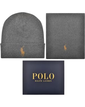 Ralph Lauren Beanie And Scarf Set - Grey