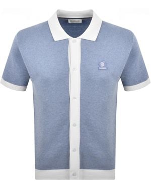 Sandbanks Full Button Polo T Shirt - Blue