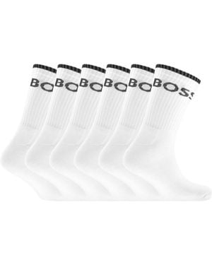 BOSS BUSINESS Boss 6 Pack Crew Socks - White