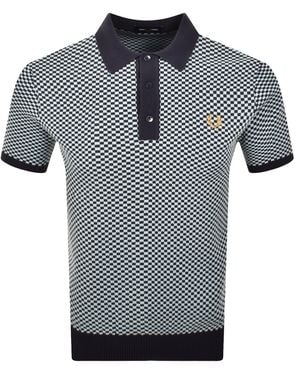 Fred Perry Checkerboard Knit Polo Shirt - Grey