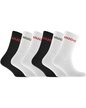 HUGO 6 Pack Logo Socks - White