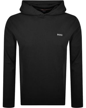 BOSS BUSINESS Boss Waffle Long Sleeve Hooded T Shirt - Black