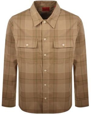 HUGO Check Ernio Shirt - Brown