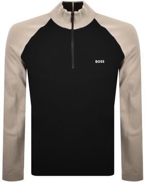 BOSS Boss Goc Swing Quarter Zip Knit Jumper - Black