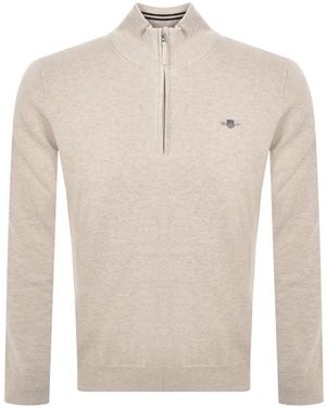 GANT Half Zip Knit Jumper Melange - Natural