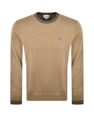 Lacoste Crew Neck Knit Sweater - Brown