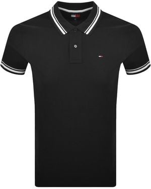 Tommy Hilfiger Tipped Polo T Shirt - Black