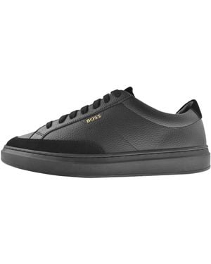 BOSS BUSINESS Boss Kieran Leather Tennis Trainers - Black