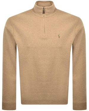 Ralph Lauren Quarter Zip Knit Jumper - Natural