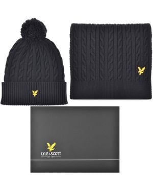 Lyle & Scott Bobble Beanie And Scarf Set - Black