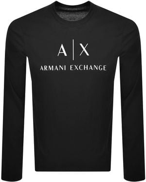 ARMANI EXCHANGE Long Sleeve Logo T Shirt - Black