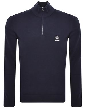 Sandbanks Fine Gauge Quarter Zip Jumper - Blue