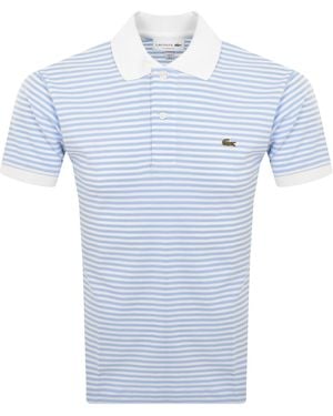 Lacoste Short Sleeved Stripe Polo T Shirt - Blue