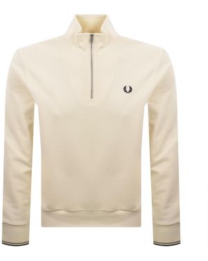 Fred Perry Half Zip Sweatshirt - Natural