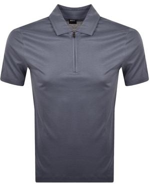 BOSS BUSINESS Boss H Paras 50 Quarter Zip Polo - Blue