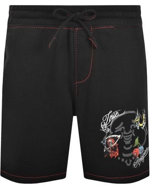 TRUE RELIGION Buddha Face Fleece Shorts - Black