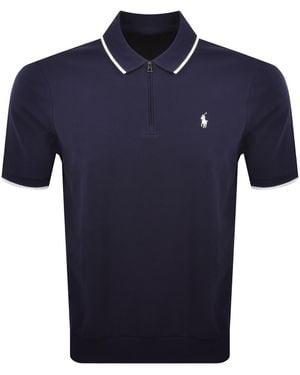 Ralph Lauren Stretch Mesh Zip Polo - Blue
