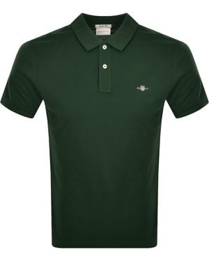 GANT Regular Fit Shield Pique Polo T Shirt - Green