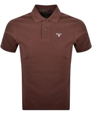 Barbour Tartan Pique Polo T Shirt - Brown