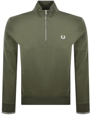 Fred Perry Half Zip Sweatshirt - Green
