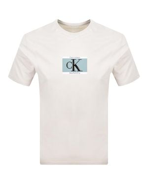 Calvin Klein Box Logo T Shirt Chalk - White