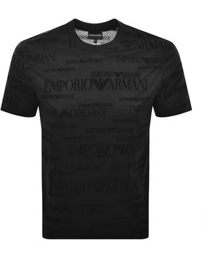 Armani Emporio All Over Logo T Shirt - Black