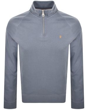 Farah Farah Jim Quarter Zip Sweatshirt - Blue