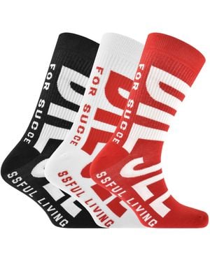 DIESEL Ray 3 Pack Socks - Red