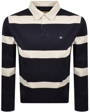 GANT Striped Rugger Polo T Shirt - Blue