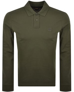 BOSS Boss Long Sleeve Passerby Polo T Shirt - Green
