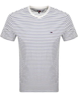 Tommy Hilfiger Slim Fit Stripe T Shirt Ecru - Blue