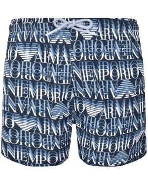 Armani Emporio Logo Swim Shorts - Blue