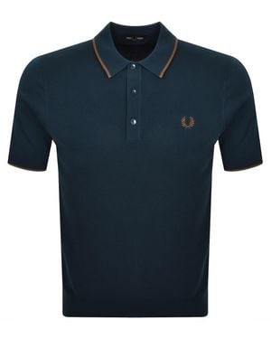 Fred Perry Knit Polo T Shirt Dark Petrol - Blue