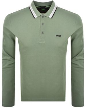 BOSS Boss Plisy Long Sleeve Polo - Green