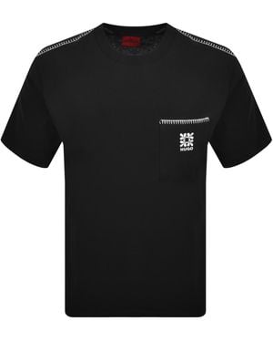 HUGO Darro Overlock T Shirt - Black