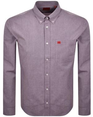 HUGO Long Sleeved Evito Shirt Dark - Purple