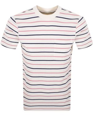 Farah Farah Stacey Stripe Pocket T Shirt Ecru - White