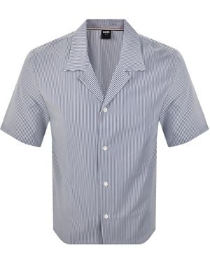 BOSS BUSINESS Boss Seersucker Beach Shirt - Blue