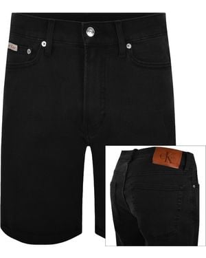Calvin Klein Jeans Slim Fit Denim Shorts - Black